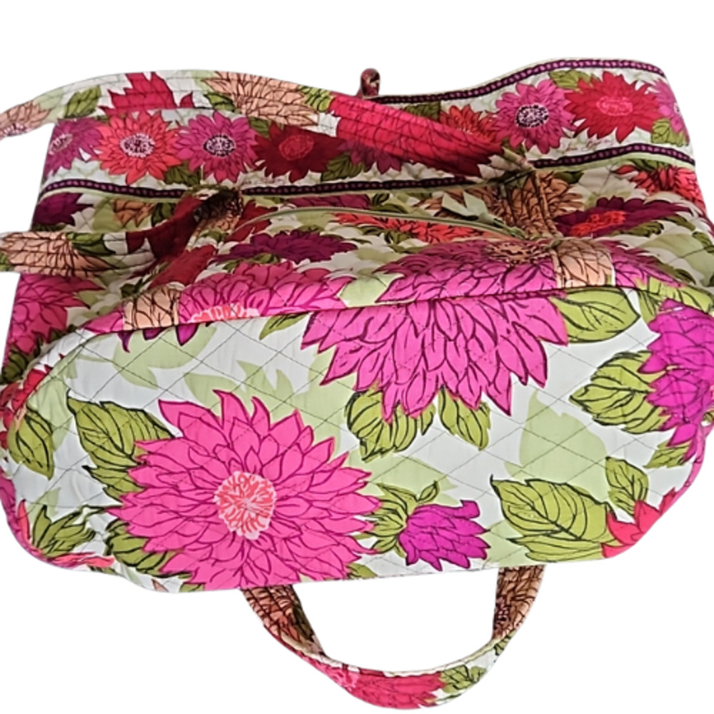 Vera Bradley Hello Dahlia Handbag Pink Flowers Quilted Shoulder Bag Tote Purse - Picture 5 of 7